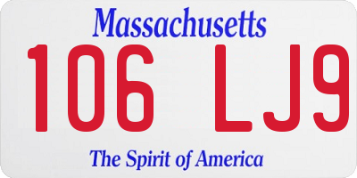 MA license plate 106LJ9
