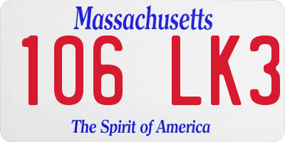 MA license plate 106LK3
