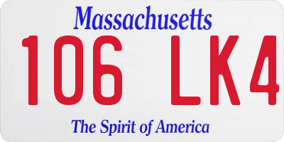 MA license plate 106LK4