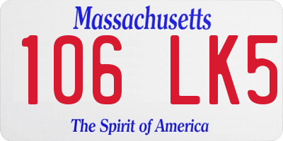 MA license plate 106LK5