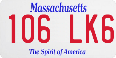 MA license plate 106LK6