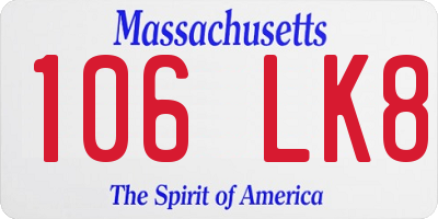 MA license plate 106LK8