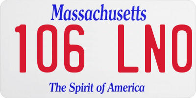 MA license plate 106LN0