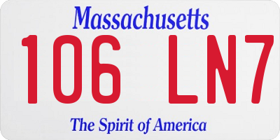 MA license plate 106LN7