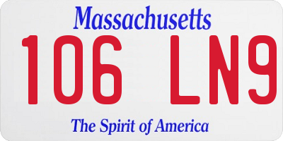 MA license plate 106LN9