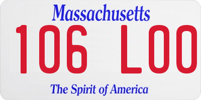 MA license plate 106LO0