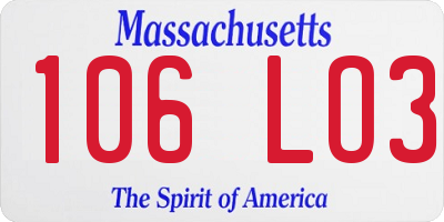 MA license plate 106LO3