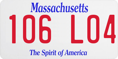 MA license plate 106LO4