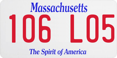 MA license plate 106LO5