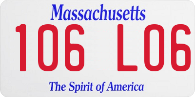 MA license plate 106LO6