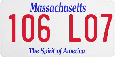 MA license plate 106LO7