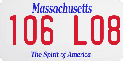 MA license plate 106LO8