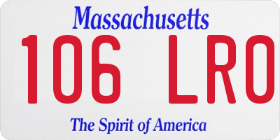 MA license plate 106LR0