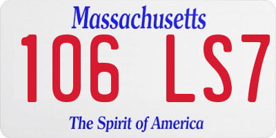 MA license plate 106LS7