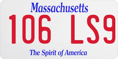 MA license plate 106LS9