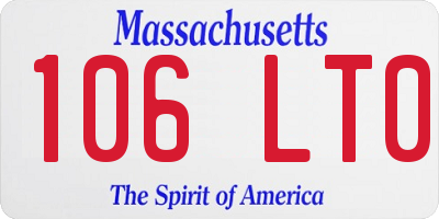 MA license plate 106LT0