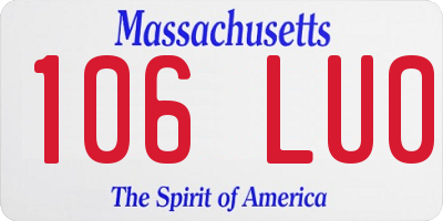MA license plate 106LU0