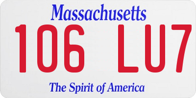 MA license plate 106LU7