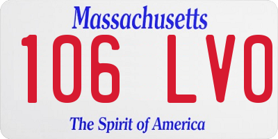 MA license plate 106LV0