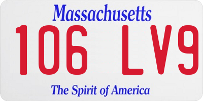 MA license plate 106LV9