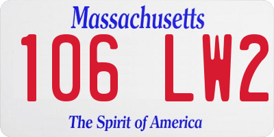MA license plate 106LW2