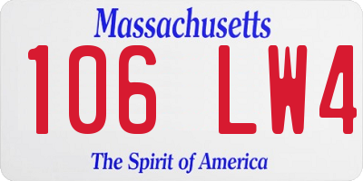 MA license plate 106LW4