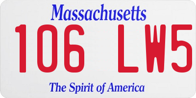MA license plate 106LW5