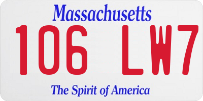 MA license plate 106LW7