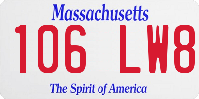 MA license plate 106LW8