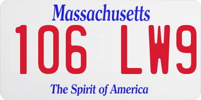 MA license plate 106LW9