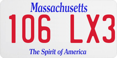 MA license plate 106LX3