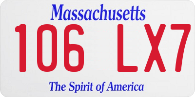 MA license plate 106LX7