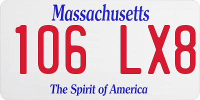 MA license plate 106LX8