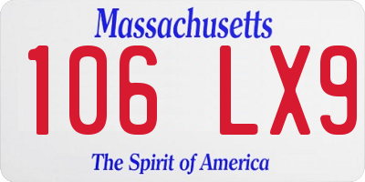 MA license plate 106LX9