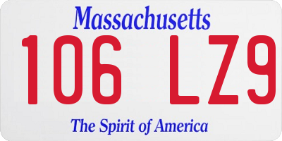 MA license plate 106LZ9