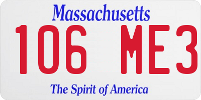 MA license plate 106ME3