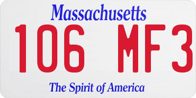 MA license plate 106MF3