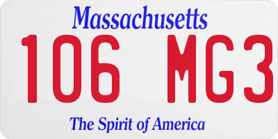 MA license plate 106MG3