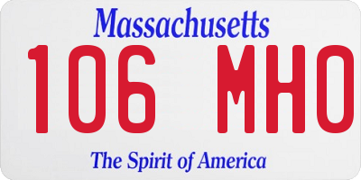 MA license plate 106MH0