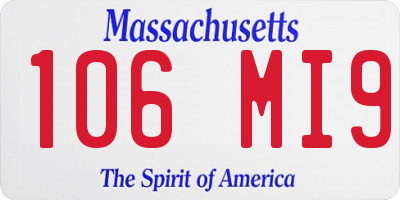 MA license plate 106MI9