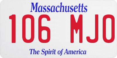 MA license plate 106MJ0