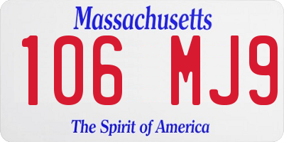 MA license plate 106MJ9