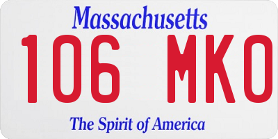 MA license plate 106MK0
