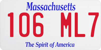MA license plate 106ML7