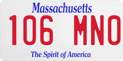 MA license plate 106MN0