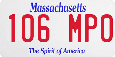 MA license plate 106MP0