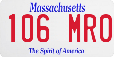 MA license plate 106MR0