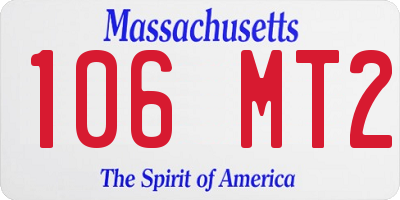 MA license plate 106MT2