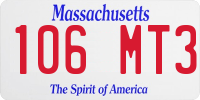 MA license plate 106MT3