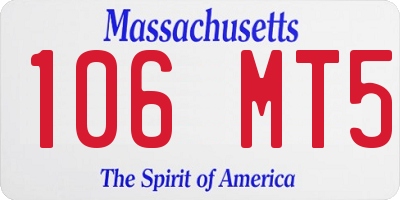MA license plate 106MT5
